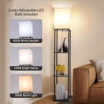 Gupuzm Floor Lamp with Shelves, Modern Square Standing Lamp with 3 Color Temperature Bulb, Corner Display Bookshelf Lamp for Living Room, Bedroom and Office (Black) - Image 3