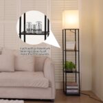 Gupuzm Floor Lamp with Shelves, Modern Square Standing Lamp with 3 Color Temperature Bulb, Corner Display Bookshelf Lamp for Living Room, Bedroom and Office (Black) - Image 4