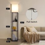Gupuzm Floor Lamp with Shelves, Modern Square Standing Lamp with 3 Color Temperature Bulb, Corner Display Bookshelf Lamp for Living Room, Bedroom and Office (Black) - Image 5