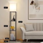 Gupuzm Floor Lamp with Shelves, Modern Square Standing Lamp with 3 Color Temperature Bulb, Corner Display Bookshelf Lamp for Living Room, Bedroom and Office (Black) - Image 6