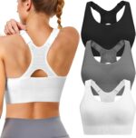 Adjustable Sports Bras for Women: 3 Pack High Support Padded Racerback Sport for Large Bust Workout Running Gym - Image 2