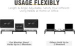 TAVR Dual Monitor Stand Riser Office Desktop Organizer Stand for 2 Monitors, Adjustable Length and Angle 3 Shelf, Extra Long Multifunctional Wooden Stand up to 43.3" fit Computer, Laptop, TV, Black - Image 5