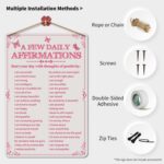 Room Decor Aesthetic A Few Daily Affirmations Motivational Wall Art Tin Metal Sign Pink Butterfly Wall Home Coffee Room Office Decor Gifts 8X12 Inches - Image 4