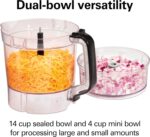Hamilton Beach Stack & Snap Food Processor and Vegetable Chopper, Stainless Steel Blades, 14 Cup + 4-Cup Mini Bowls, 3-Speed 500 Watt Motor, Black (70585) - Image 3