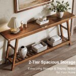 ChooChoo 70.9 Inch Long Console Tables for Entryway, Wood 2-Tier Entry Hallway Table, Narrow Sofa Table Behind Couch Table for Living Room, Entrance, Walnut - Image 5