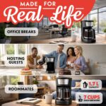 Gourmia 12 Cup One-Touch Coffee Maker – Pause and Serve with Automatic Keep Warm, Easy View Water Window, Compact Design, Stainless Steel Accents, Black - Image 3