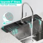 24 Inch Longer Faucet Mat for Kitchen Sink, 5° Slope Fast Self-draining, Kitchen Sink Splash Guard Silicone Sink Faucet Mat Splash Guard Kitchen Sink Area Tidy Splash Faucet Guard Draining Mat - Image 3