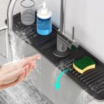24 Inch Longer Faucet Mat for Kitchen Sink, 5° Slope Fast Self-draining, Kitchen Sink Splash Guard Silicone Sink Faucet Mat Splash Guard Kitchen Sink Area Tidy Splash Faucet Guard Draining Mat - Image 5