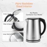 Cosori Electric Kettle, No Plastic Inner Lid, Filter & Spout, Stainless Steel Tea Kettle, Automatic Shut Off & Boil-Dry Protection, Durable Tea Kettle Boiler & Heater, 1.5L/1500W, Silver - Image 3