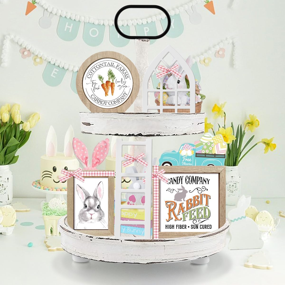 10 Themes Interchangeable Seasonal Decor Set - Rustic Farmhouse Spring Tiered Tray Decorations, Perfect for Holiday Decor, Lavender Decor Spring Decorations for Home Easter Decorations - Image 3