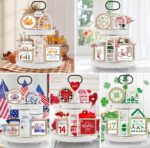 10 Themes Interchangeable Seasonal Decor Set - Rustic Farmhouse Spring Tiered Tray Decorations, Perfect for Holiday Decor, Lavender Decor Spring Decorations for Home Easter Decorations - Image 6