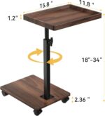 C Table End Table Adjustable Height, 360°Swivel TV Tray Table for Small Spaces, Couch Tables That slide under, C Shaped Side Tables living room and bedroom for Sofa, Bed,Chair, Snack (1, Walnut Brown) - Image 3