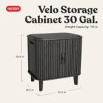 Keter Velo 30 Gallon Outdoor Storage Cabinet, Weather-Resistant Resin Deck Box with Steel Reinforcement, Lockable, Wood-Look Finish, Graphite - Image 3