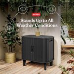 Keter Velo 30 Gallon Outdoor Storage Cabinet, Weather-Resistant Resin Deck Box with Steel Reinforcement, Lockable, Wood-Look Finish, Graphite - Image 4