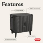 Keter Velo 30 Gallon Outdoor Storage Cabinet, Weather-Resistant Resin Deck Box with Steel Reinforcement, Lockable, Wood-Look Finish, Graphite - Image 5