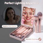 BS-MALL Makeup Brushes Foundation Powder Concealers Eye Shadows Makeup Set with LED light Mirror 14 Pcs Mini Makeup Brushes (APINK) - Image 4