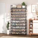 VTRIN 10 Tier Shoe Rack Tall Large Capacity Wide Shoe Organizer with Two Hooks Sturdy Metal Shoe Shelf for Entryway, Closet, Bedroom - Image 3