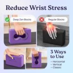 Deep-Zen® Yoga Blocks Wrist Support; Yoga Blocks 2 Pack with Knee Pads and Strap to Put Less Weight on Wrists; Durable, Versatile Yoga Brick Exercise Block Set, Blocks Yoga - Image 3