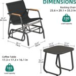 YITAHOME 3 Piece Patio Furniture Set, Outdoor Glider Chair Bistro Set, Coffee Table with Tempered Glass Tabletop, Patio Textilene Chairs Set of 2 for Backyard, Lawn, Garden, Balcony and Porch, Black - Image 4
