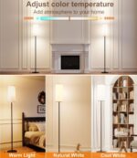 luckystyle Dimmable Floor Standing Tall Lamp, 12W Led Bulb with Lampshade, Foot Switch, Remote Custom Color Temperature Pole for Bedroom, Office, Kids & Living Room, Black - Image 4