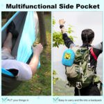 SZHLUX Camping Hammock Double & Single Portable Hammocks with 2 Tree Straps and Attached Carry Bag,Great for Outdoor,Indoor,Beach,Camping,Light Grey / Sky Blue - Image 4