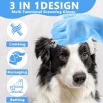 Pet Grooming Gloves—Heat Resistant Dog Washing Gloves with High-Density Teeth, Dog Bath Scrubber with Enhanced Five Finger Design, Silicone Gloves for Dogs and Cats Bathing, Massage (Blue) - Image 4