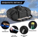 Hannibal Tactical 65L Large Duffle Bag, 3-in-1 Tactical Backpack MOLLE Pack for Sports, Gym, Outdoor, Black - Image 4