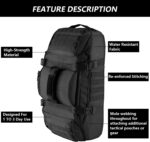 Hannibal Tactical 65L Large Duffle Bag, 3-in-1 Tactical Backpack MOLLE Pack for Sports, Gym, Outdoor, Black - Image 5