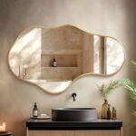 Dorlicecass Irregular Wall Mirror - Wall Mirrors Decorative 22"x 36" Asymmetrical Abstract Mirror Aviation Aluminum Alloy Frame Unique for Bathroom, Bedroom, Living Room, Cloakroom, Entryway Gold - Image 2