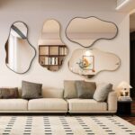 Dorlicecass Irregular Wall Mirror - Wall Mirrors Decorative 22"x 36" Asymmetrical Abstract Mirror Aviation Aluminum Alloy Frame Unique for Bathroom, Bedroom, Living Room, Cloakroom, Entryway Gold - Image 3