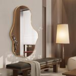 Dorlicecass Irregular Wall Mirror - Wall Mirrors Decorative 22"x 36" Asymmetrical Abstract Mirror Aviation Aluminum Alloy Frame Unique for Bathroom, Bedroom, Living Room, Cloakroom, Entryway Gold - Image 5