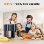 Simple Deluxe 12-in-1 Air Fryer 6.34 Qt, Digital Preset Airfryer with Visible Window, Nonstick and Dishwasher-Safe Basket, Air Fry, Roast, Bake, Dehydrate, Fries, 1700W, Gary - Image 3