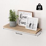 WOPITUES Wood Floating Shelves Set of 6, Shelves for Wall Decor, Farmhouse Shelf for Bedroom, Bathroom Storage Shelves, Book Shelves for Living Room - Rustic Brown - Image 4