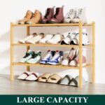 Smiry Shoe Rack, 3 Tier Bamboo Shoe Organizer, Stackable Free Standing Wooden Shoe Storage Shelf for Closet, Entryway, Front Door Entrance, Natural - Image 5