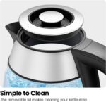 CHEFMAN Electric Kettle - 1.2L 1500W Hot Water Tea Pot with Infuser, BPA Free, Auto Shut Off, Boil-Dry Protection, Removable Lid, LED Light, Cordless Glass Electric Tea Kettle – Stainless Steel - Image 4