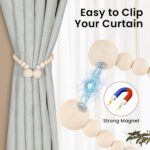 KLOGTSIND Magnetic Curtain Tiebacks, Curtain Holdbacks for Curtains 2 Pack, Wood Bead Curtain Holders for Boho Bedroom Decor, Baby Nursery Decor, Farmhouse Decor - Image 3