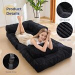 MAXYOYO Folding Sofa Bed, L-Shaped Convertible Sofa with Armrest Foldable Sleeper Bed with Pillow, Portable Fold Out Chair Comfy Floor Lounge for Living Room Bedroom, Black - Image 5