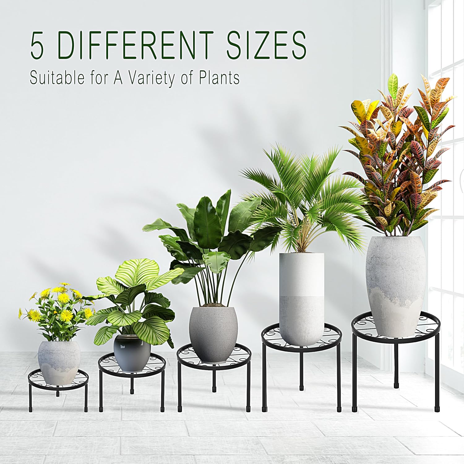 CADANI 5 Pack Metal Plant Stands for Outdoor Indoor, Anti-Rust Iron Flower Pot Stand, Heavy Duty Plant Pot Stand for Multiple Plant, Decoration Racks for Home, Patio & Garden - Image 3