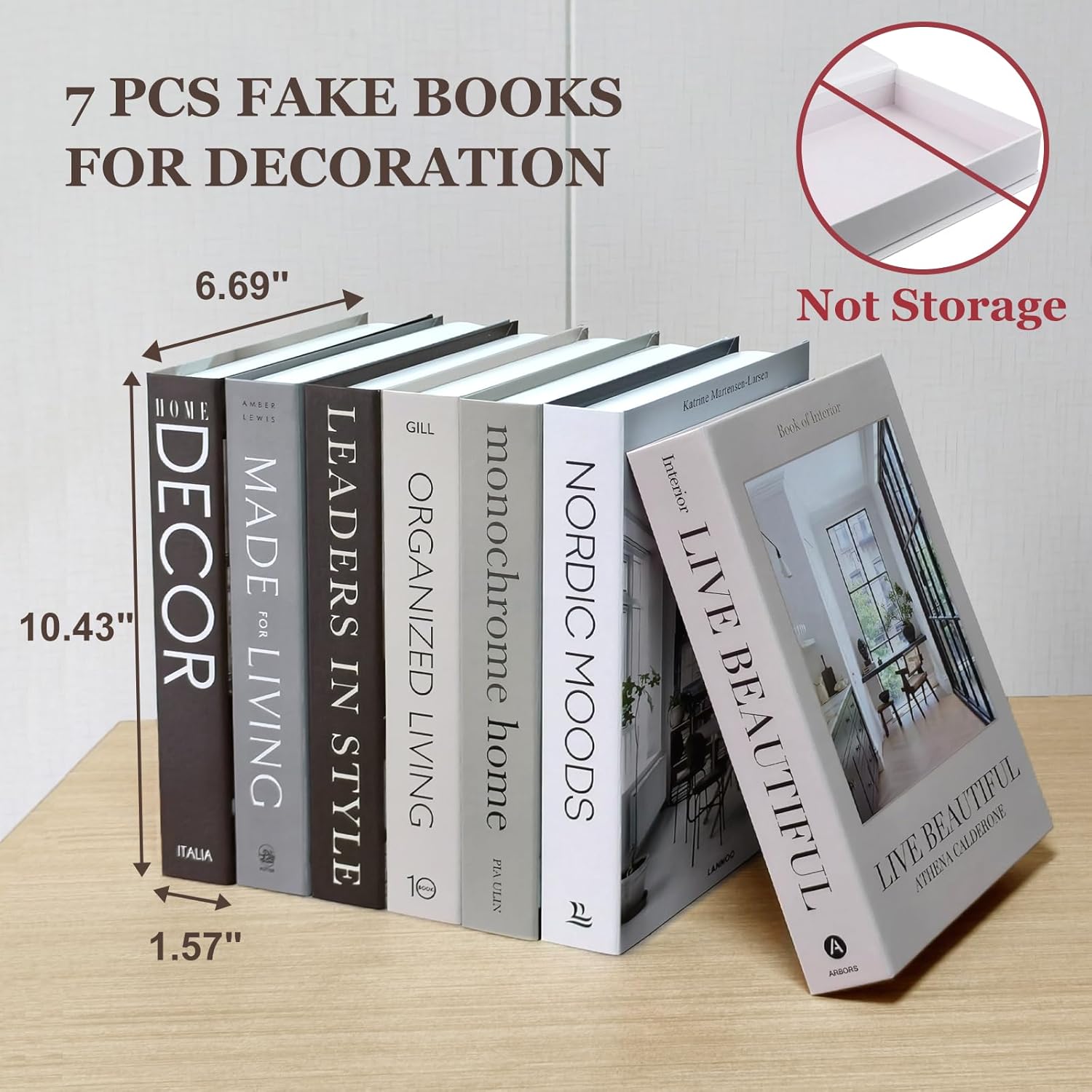 Decorative Books for Home Decor - 7 Pcs Fake Books for Decoration, Faux Stack for Bookshelf, Coffee Table, Designer Decor Set - Image 3