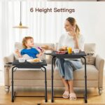 HUANUO TV Tray, Adjustable TV Tray Table - TV Dinner Tray on Bed & Sofa, Comfortable Folding TV Tray with 6 Height & 3 Tilt Angle Adjustments (Black) - Image 4