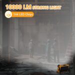 120W Solar Rechargeable Work Light, 144 LED 10000LM Portable Flood Light with Stand, IP66 Waterproof 4 Modes LED Job Site Lighting Flashlights for Mechanic Camping Fishing Car Repair - Image 3