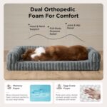 Bedsure ComfyFleece™ Orthopedic Dog Beds Large Sized Dog, Waterproof Memory Foam Pet Couch Sofa with Sides, Non-Slip Bottom and Egg-Crate Foam Large Pet Bed with Washable Corduroy Cover, Grey - Image 3