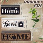 Moucuny 4 Pcs Farmhouse Wooden Tabletop Decor Farmhouse Tiered Tray Decor Rustic Eucalyptus Leaves Wood Block Sign Gift Sweet Home Centerpiece Home Table Decortion - Image 3
