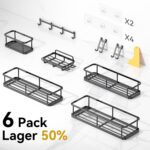 YASONIC Shower Caddy Adhesive, 100% Rustproof Shower Organizer with Soap Holder, 6 Pack Large Capacity shower Shelves for Inside Shower, No Drilling Bathroom Organizers and Storage for Home Decor - Image 3