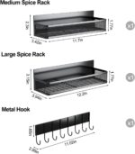 Aufworld Magnetic Spice Rack for Refrigerator, 3 Pack Magnetic Shelf, Moveable Fridge Organizer with 8-Hook Rack, Seasoning Organizer for Kitchen - Image 3