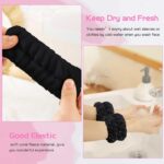 WSYUB Makeup Headbands, 1pcs Black Spa Headband Fluffy Bow Tie Headband Microfiber Face, and 2Pcs Wrist Spa Wash Band Absorbent Wristbands, for Washing Face Skin Care - Image 4