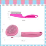 Cat Brushes for Indoor Cats, Dog Brush for Shedding with Metal Cat Comb, Self Cleaning Pet Hair Brush with Release Button for Grooming Kitten(Pink) - Image 3