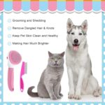 Cat Brushes for Indoor Cats, Dog Brush for Shedding with Metal Cat Comb, Self Cleaning Pet Hair Brush with Release Button for Grooming Kitten(Pink) - Image 5