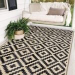 SAND MINE Waterproof Outdoor Rug 5x8 ft, Plastic Reversible Rug, Modern Area Rug, Large Floor Mat for Outdoors, RV, Patio, Backyard, Deck, Picnic, Beach, Camping, Black & Beige - Image 2