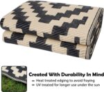 SAND MINE Waterproof Outdoor Rug 5x8 ft, Plastic Reversible Rug, Modern Area Rug, Large Floor Mat for Outdoors, RV, Patio, Backyard, Deck, Picnic, Beach, Camping, Black & Beige - Image 3